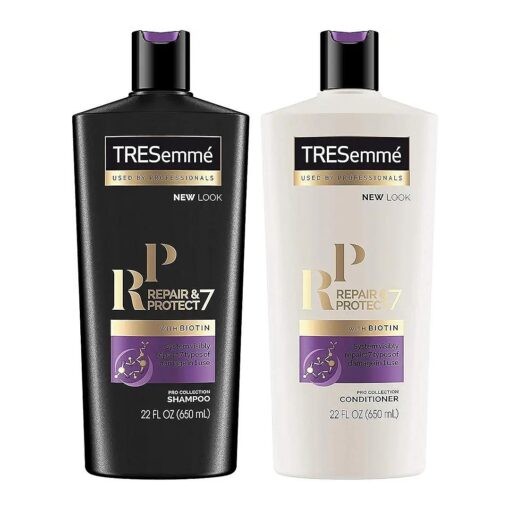 TRESemme Shampoo and Conditioner Set, Repair & Protect 7 with Biotin, Visibly Repairs 7 Types of Styling Damage and Strengthens Hair, 22 Fl Oz each