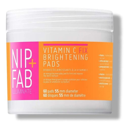 Nip + Fab Vitamin C Fix Brightening Pads for Face, Facial Pad with Anti-Aging Pomegranate and Coffee Seed Extract to Brighten Even Tone Skin, 60 Pads, 2.7 Ounce