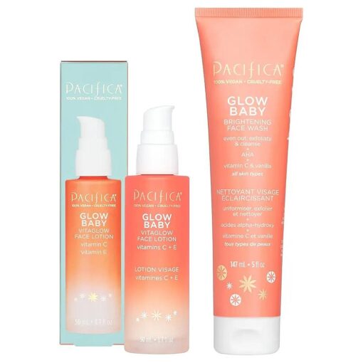 Pacifica Beauty | Glow Baby Brightening Face Wash + Glow Baby VitaGlow Hydrating Face Moisturizer Set | Contains Vitamin C | For All Skin Types | 100 % Vegan and Cruelty Free | Clean Skin Care