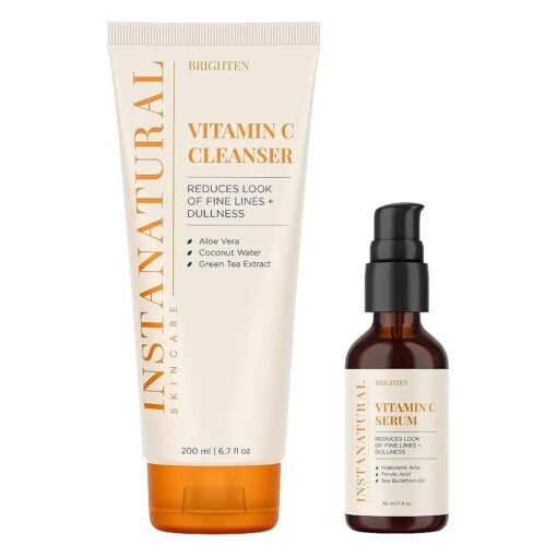 InstaNatural Vitamin C Cleanser and Serum Kit, Brightens and Reduces Signs of Aging, Fine Lines and Wrinkles, with Botanical Extracts