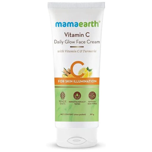 MAMAEARTH Vitamin C Daily Glow Face Cream | for Skin Illumination with Turmeric | Lightweight & Hydrating Formula | For All Skin Types | 2.82 Oz ( 80g )