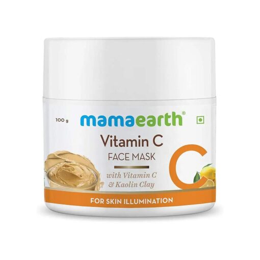 Mamaearth Vitamin C Face Mask | Organic & Natural Exfoliating Facial Pack with Kaolin Clay | for Skin Illumination | All Skin Types | 3.53 Oz ( 100g )