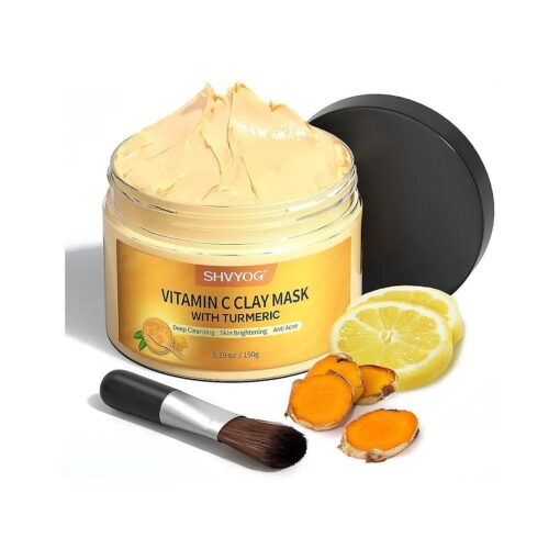 Vitamin C Face Mask with Kaolin Clay and Turmeric for Dark Spots, Dull Skin, Skincare Facial Mask for Controlling Oil and Refining Pores 5.29 Oz