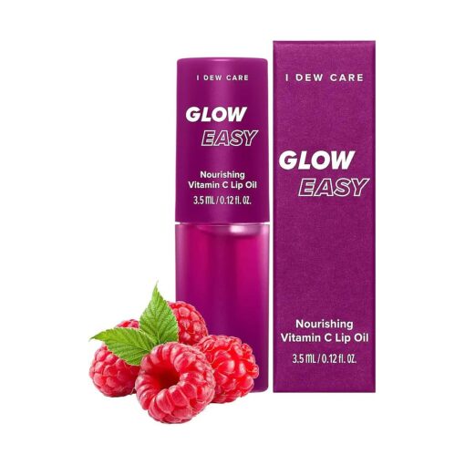 I DEW CARE Lip Oil Gloss - Glow Easy | with Jojoba Seed Oil with Vitamin C, Pigmented Glossy Lip Stain, Hydrating, Korean Makeup, Pink Color, Glass Skin Look, 0.12 Fl Oz