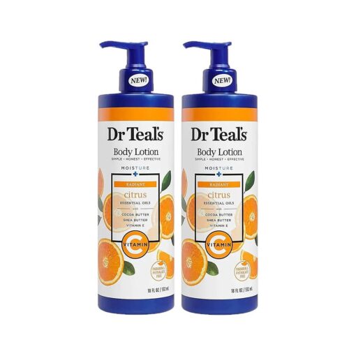 Dr Teal 's Glow & Radiance with Vitamin C & Citrus Essential Oils Body Lotion 18 oz Pack of 2