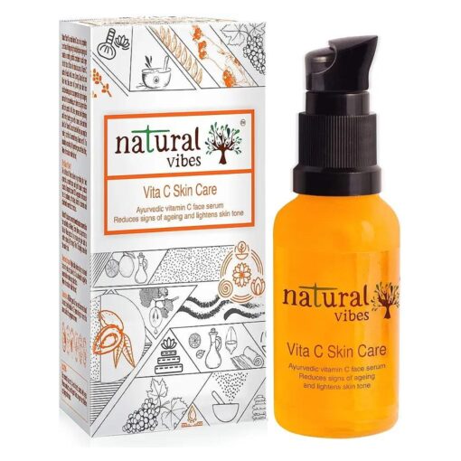 Natural Vibes ~ Ayurvedic Vitamin C Skin Care Serum 30 ml ~ Reduces signs of ageing, pigmentation and improves skins complexion