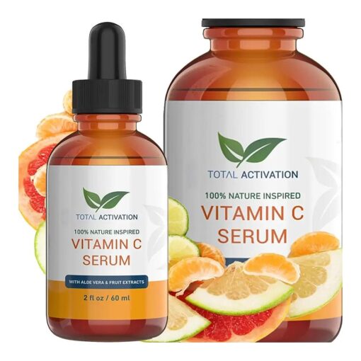 Vitamin C Serum with Aloe Vera & Vitamin E, Anti-Oxidant, Anti Wrinkle, Anti Aging, Skin Nourishment Day and Night Boost Collagen Production Fine Lines Soothing Hydration 2oz