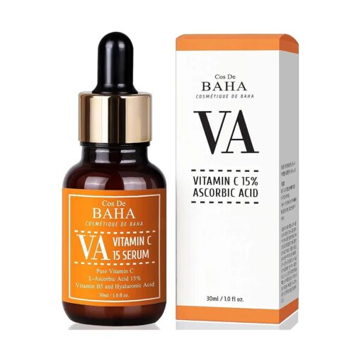 Vitamin C Facial Serum with L-Ascorbic Acid 15 % with Vitamin B5 - for Fades Age Spots, Smoothing Fine Lines + Dark Spots, Pore Refining, Resurfacing, 1 Fl Oz ( 30ml )