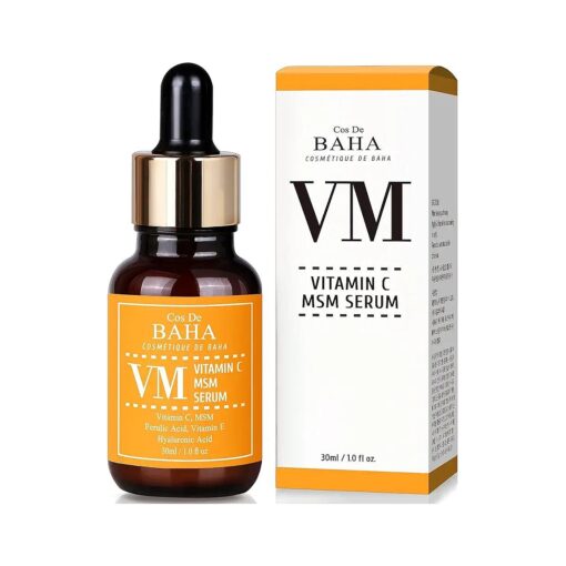 Vitamin C Facial Serum with MSM - for Fades Age Spots, Smoothing Fine Lines + Dark Spots, Pore Refining, Resurfacing, 1 Fl Oz ( 30ml )