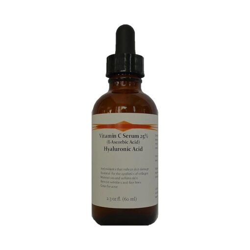 Vitamin C Skin Serum 25 % ( L-ascorbic Acid ) with Pure Hyaluronic Acid Anti Aging Serum ( 2.3oz )