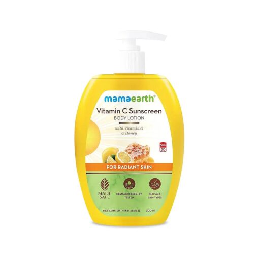 Mamaearth Vitamin C Sunscreen Body Lotion for Women & Men 300ml - Vitamin C Body Lotion for Radiant Skin - SPF 30