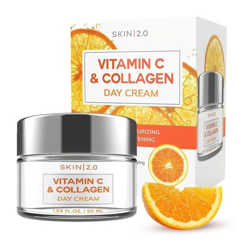 Vitamin C and Collagen Daily Face Moisturizer - Dermatologist Tested - Anti-Aging, Skin Tightening, Brightening Day Cream - Cruelty Free Korean Skin Care For All Skin Types - 1.69 Fl, oz