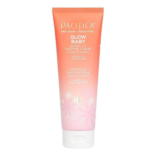 Pacifica Beauty, Glow Baby Super Lit Enzyme Face Scrub Exfoliating Face Wash, Vitamin C & Glycolic Acid, Unclog Pores, Brightening, For soft & smooth skin, Microbead Free, Vegan & Cruelty Free