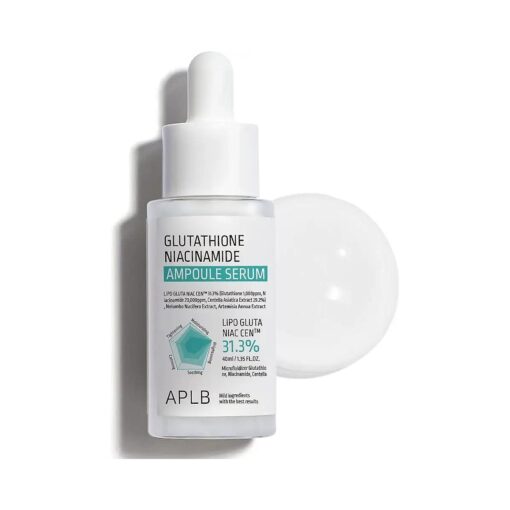 APLB Glutathione Niacinamide Ampoule Serum | LIPO GLUTA NIAC CEN ( tm ) 31.3 % 1.35 FL.OZ/Korean Skincare, Long lasting moisturizing, Improve skin elasticity, Revitalize for gentle and improve skin texture