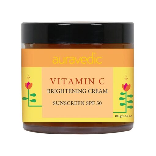 Vitamin C Face Cream with SPF 50 | Reduces Sun Damage & Revives Dull Skin | Organic Hydration | Argan & Avocado Oil Infused Sunscreen Moisturizer | 3.53 Oz ( 100g )