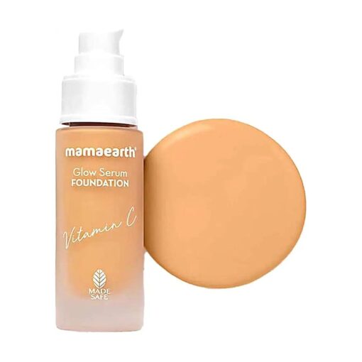 Mamaearth Glow Serum Foundation with Vitamin C & Turmeric for 12-Hour Long Stay- 04 Sand Glow - 30 ml