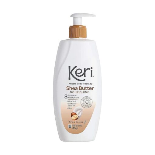 Keri Whole Body Therapy Original Shea Butter Lotion, Continuous Moisturization, 3 Essential Moisturizers ( Vitamin E, Aloe and Sunflower Seed Oil ) 15 oz .