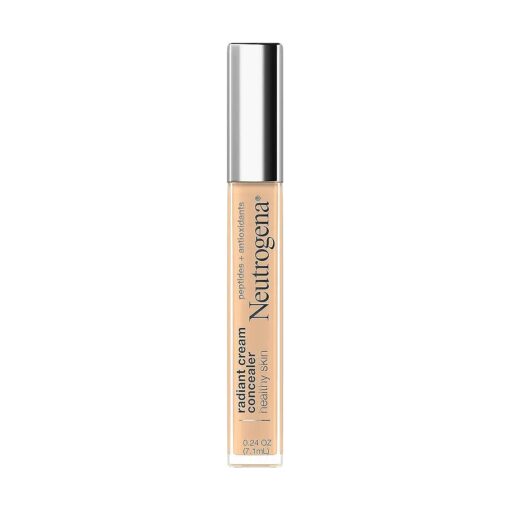 Neutrogena Healthy Skin Radiant Brightening Cream Concealer with Peptides & Vitamin E Antioxidant, Lightweight Perfecting Concealer, Non-Comedogenic, Bisque Light/Medium 02 neutral undertones,0.24 oz