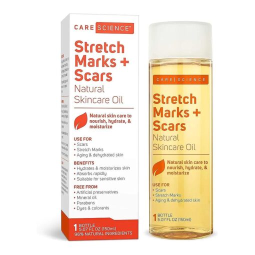 Stretch Marks + Scars Skin Care Body Oil, 5.07 Ounce | For Scars, Stretch Marks, Hair, Aging, & Dehydrated Skin | Natural Ingredients, Vitamin E Oil, Olive Oil, Coconut Oil, & More