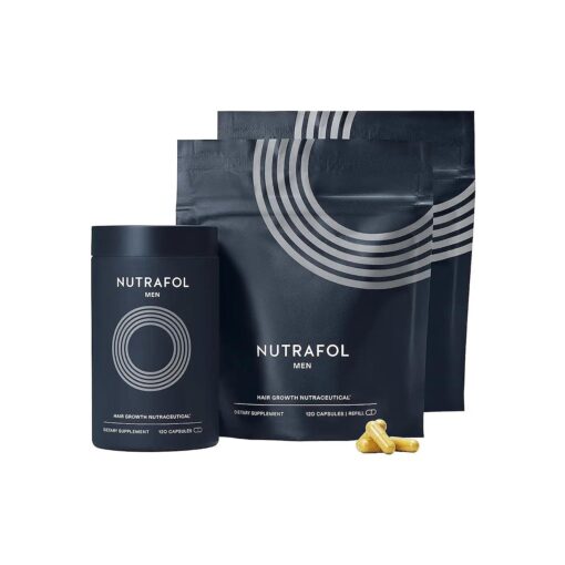 Nutrafol Men 's Hair Growth Supplements, Clinically Tested for Visibly Thicker Hair and Scalp Coverage, Dermatologist Recommended - 3 Month Supply, Pack of 3