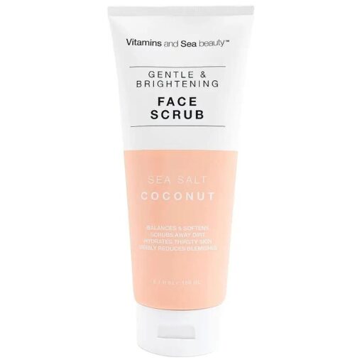 Vitamins and Sea Beauty, Hydrating Exfoliating Face Cleansing Wash Scrub, Skin Deep Pore Cleanser Minimizer with Sea Salt and Coconut Skincare, 5.1 Fl Oz