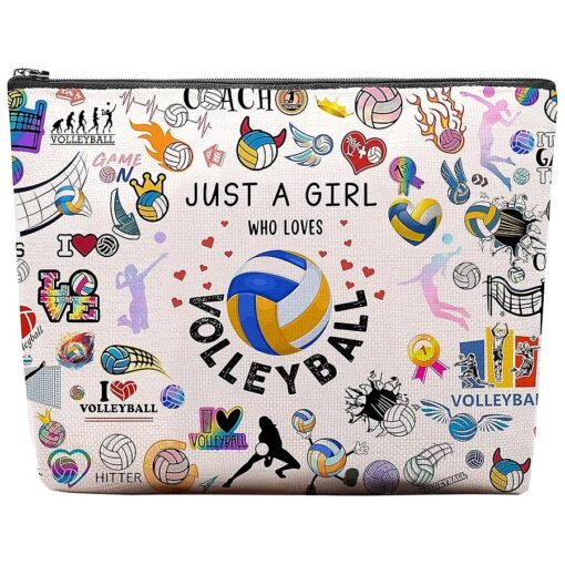 Volleyball Gifts Makeup Cosmetic Bag for Women, Volleyball Stuff Accessories for Volleyball Players Teams, Volleyball Travel Bag Pouch Purse for Men Women