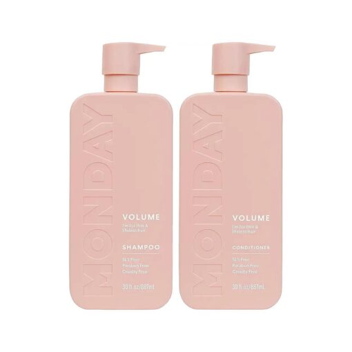 MONDAY HAIRCARE Volume Shampoo + Conditioner Set ( 2 Pack ) 30oz Each for Thin, Fine, and Oily Hair, Made from Coconut Oil, Ginger Extract, & Vitamin E, 100 % Recyclable Bottles