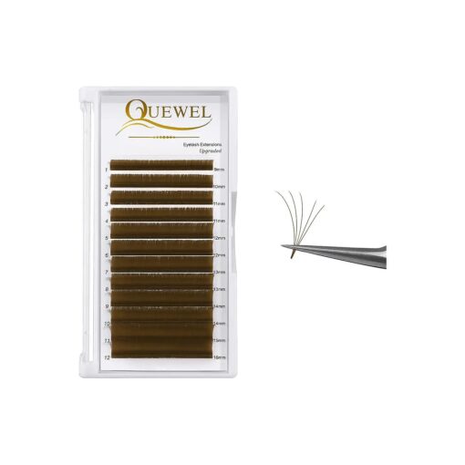 Easy Fan Volume Lashes .07 D Curl Brown Volume Lash Extensions 9-16mm Mixed Lash Tray Color Lashes Extension Self Fanning 2D-10D Volume Eyelash Extensions by QUEWEL ( Brown 0.07 D 9-16mm )