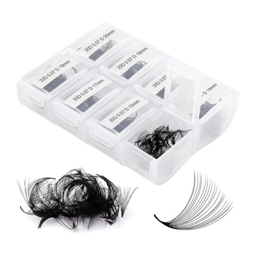 Lash Extension FADLASH 20D Premade Fans Eyelash Extensions 600pcs Pre Made Fans Lash Extensions Premade Lash Fans Volume Lash Extensions D Curl Eyelash Extension Premade Fans ( 20D-0.07D-14-20mm )