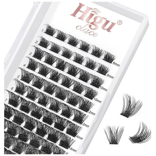 72 Pcs Lash Clusters DIY Eyelash Extension D Curl mix 8-16mm Wide Stem Cluster Lashes Individual Lashes Cluster Lashes Wisps Reusable Professional Makeup for Self-application ( Volume Style D 8-16 )