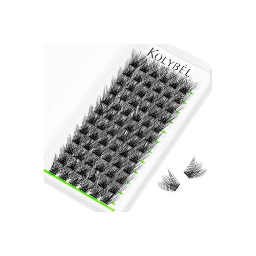 DIY Cluster Lashes for Personal Makeup 72 Pcs Wide Stem Clusters D Curl 10mm KOLYBEL Eyelash Extension Volume Wispy False Eyelashes Individual Natural Soft Lash Clusters Use at Home ( Mega, D -10mm )