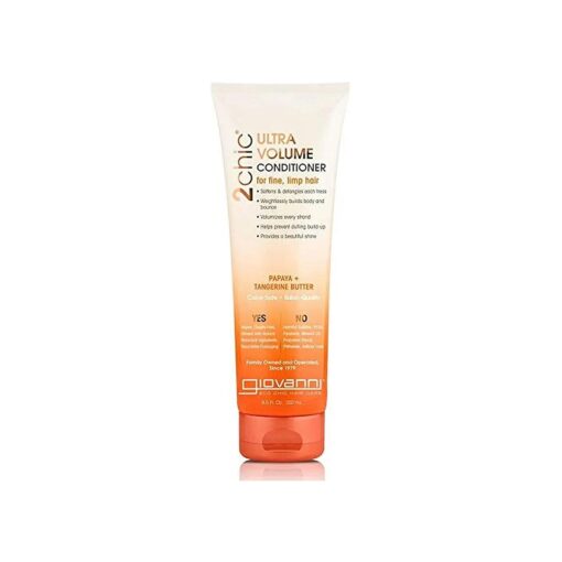 GIOVANNI 2chic Ultra-Volume Conditioner - Daily Volumizing Formula with Papaya & Tangerine Butter, Promotes Weightless Control for Thin Hair, No Parabens, Color Safe - 8.5 oz