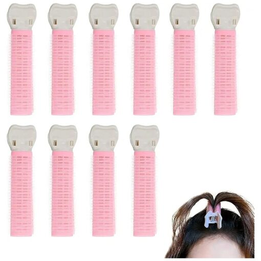 10 PACK Volumizing Hair Root Fluffy Clips, Lift Tool Heatless DIY Curler for Long and Short Hair ( Pink )