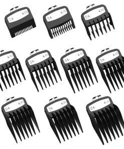 Clipper Guards for Wahl with Metal Clip-from 1/16 Inch to 1 Inch ( 1.5-25MM ), 10 PCS Premium Professional Hair Cutting Guides for Wahl, Beard Trimmer Guards Combs Attachment for Wahl ( Black )