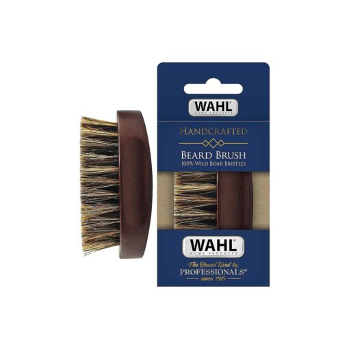 Wahl Small Travel Beard Brush with 100 % Boar Bristles with Firm Natural Hair for Grooming & Styling - Wood Handle for Beards, Mustaches, Skin & Hair Care - Model 3346