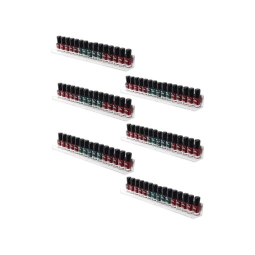 Sooyee 6 Pack Nail Polish Organizer Wall Mounted Shelf, Holder, Clear Acrylic Rack, Paint Organizer, Essential Oil Shelf Display 66-90 Bottles