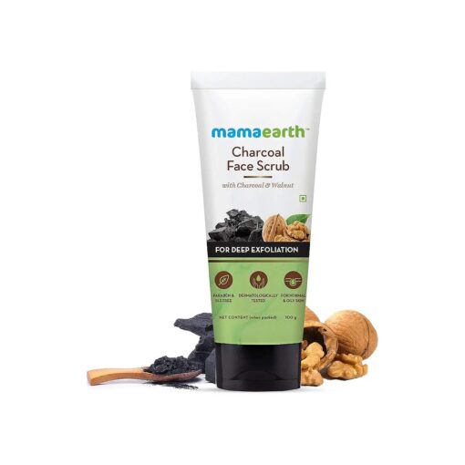 Mamaearth Charcoal Face Scrub For Oily Skin & Normal skin, with Charcoal & Walnut for Deep Exfoliation - 100g