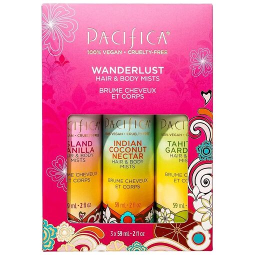 Pacifica Beauty Mini Fragrance Sampler, 3 Island Vanilla Scents - Hair Perfume & Body Spray Gift Set, Vegan & Cruelty Free