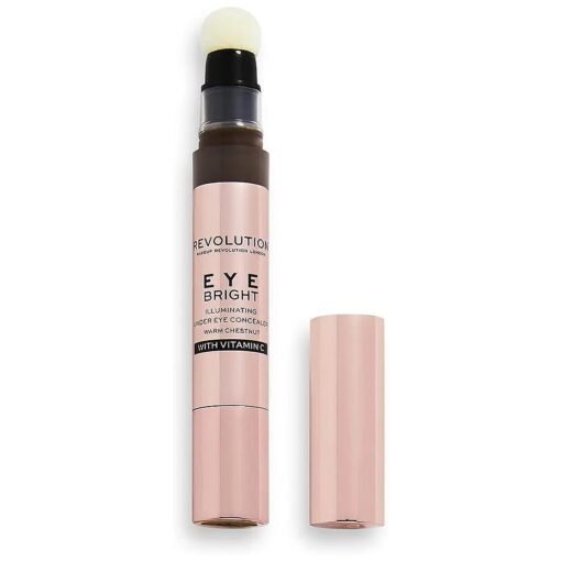 Makeup Revolution Eye Bright Concealer, Buildable Coverage, Dewy Finish, Warm Chestnut, 3ml