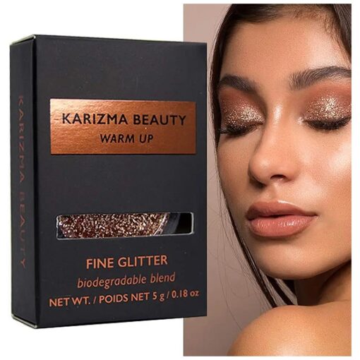 Warm Up Glitter Eyeshadow Biodegradable // Karizma Beauty Rose Gold Bio Glitter Eco Glitter Face Glitter Loose Eyeshadow