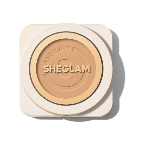 SHEGLAM SKin-Focus Full Coverage Powder Foundation Oil-Control Lightweight Face Pressed Powder Makeup-Warm Vanilla