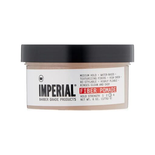 Imperial Barber Fiber Pomade - Medium Hold Water-Based High Sheen Formula with Texturizing Fibers 6 oz for Men 's Hair Styling