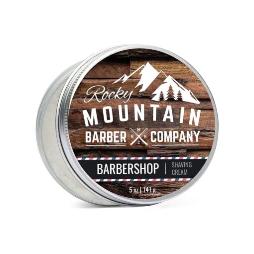 Shaving Cream for Men - Barbershop Scent - Thick Lather for Traditional and Cartridge Shaving by Rocky Mountain Barber Company - 5oz Tin