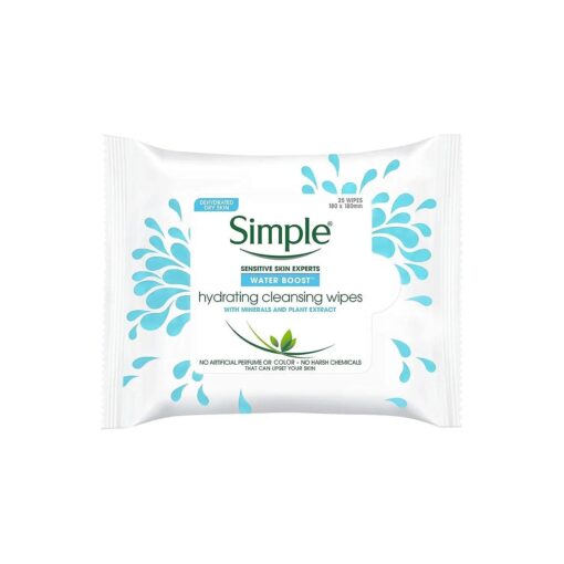 Simple Water Boost Hydrating, Cleansing Face Wipes, 25 Ounce