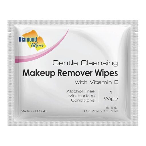 Diamond Wipes Face Cleansing and Waterproof Makeup Remover Wipes, Case of 50 Wipes, Alcohol Free Wipes with Vitamin E