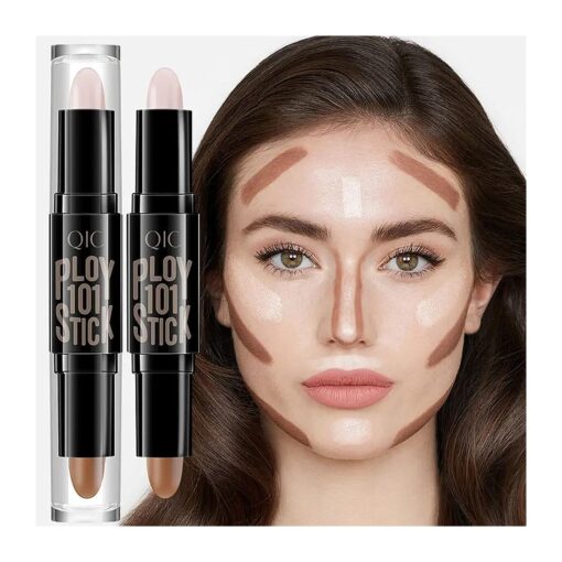 Highlight Contour Stick, 2 in 1 Makeup Shading Stick, Face Highlighters Sticks, Concealer Contour Highlighter Stick, Cruelty Free Makeup, double-end face concealer contouring sticks cream ( 02 )