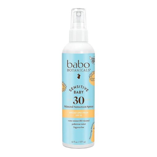 Sensitive Baby Mineral Sunscreen Spray SPF30 - Natural Zinc Oxide - Non-Aerosol - Face & Body - Fragrance-Free - Water Resistant - For Babies & Kids - Various Versions