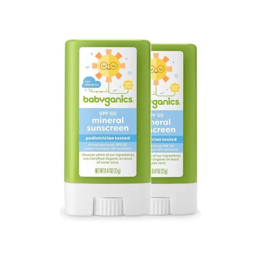 SPF 50 Travel Size Baby Sunscreen Stick UVA UVB Protection | Water Resistant |Non Allergenic, 2 Pack