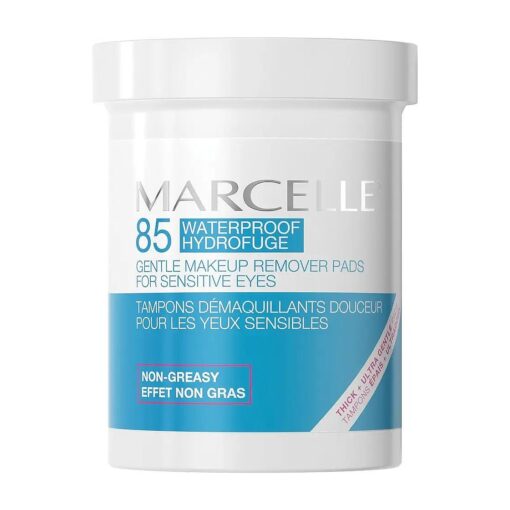 Marcelle Gentle Eye Make-Up Remover Pads, Sensitive Eyes, Waterproof Makeup Removal, Hypoallergenic, Fragrance-Free, Paraben-Free, Alcohol-Free, Cruelty-Free, 85 Pads