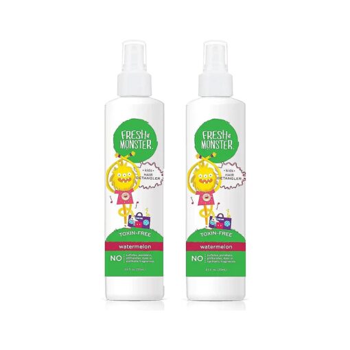 Fresh Monster Kids Detangler Spray, Toxin-Free, Hypoallergenic & Natural, Hair Conditioning Spray for Kids, Watermelon ( 2 Pack, 8.5oz/each )